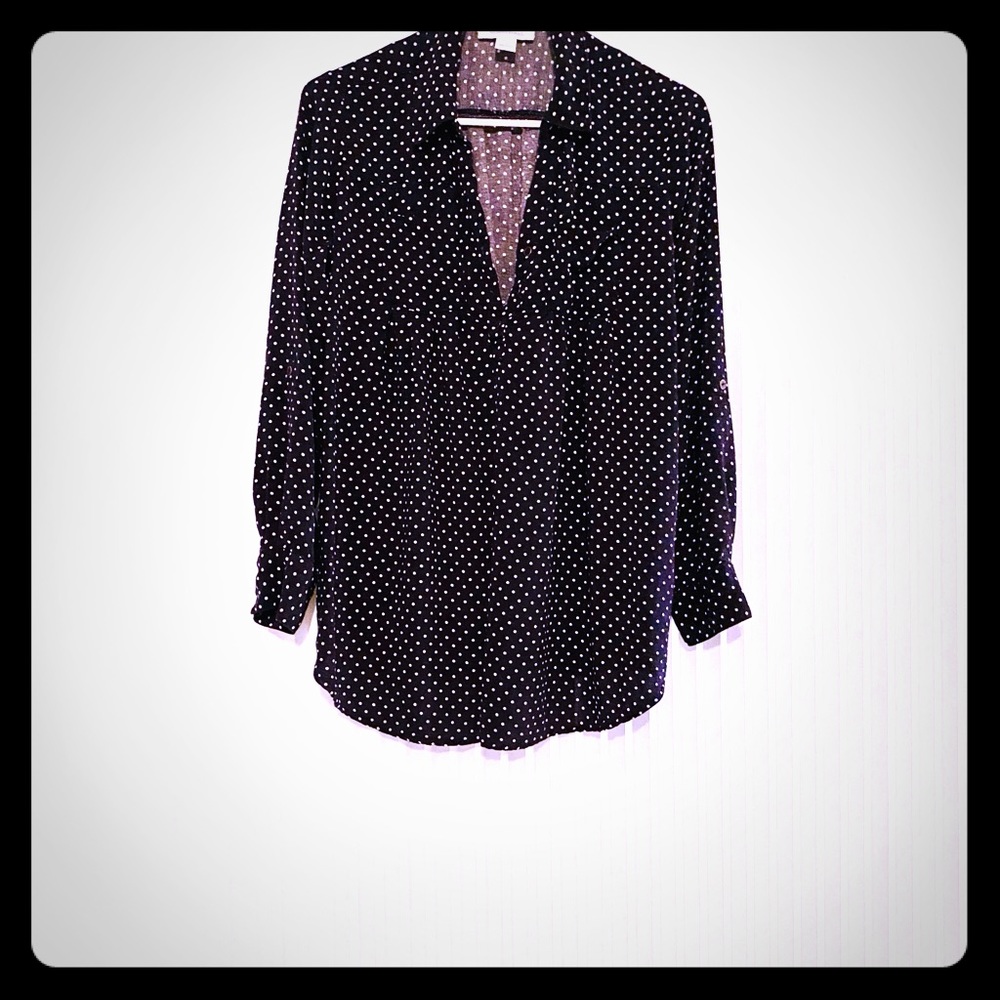 Motherhood Maternity Blouse Size Small Navy/White